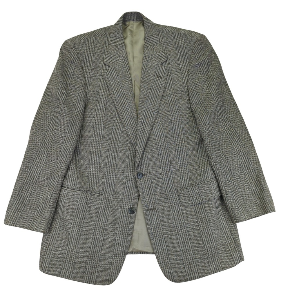 Mark Shale Men's 42R Wool Silk Blend Plaid Sport Coat Blazer Jacket‎ Brown Gray